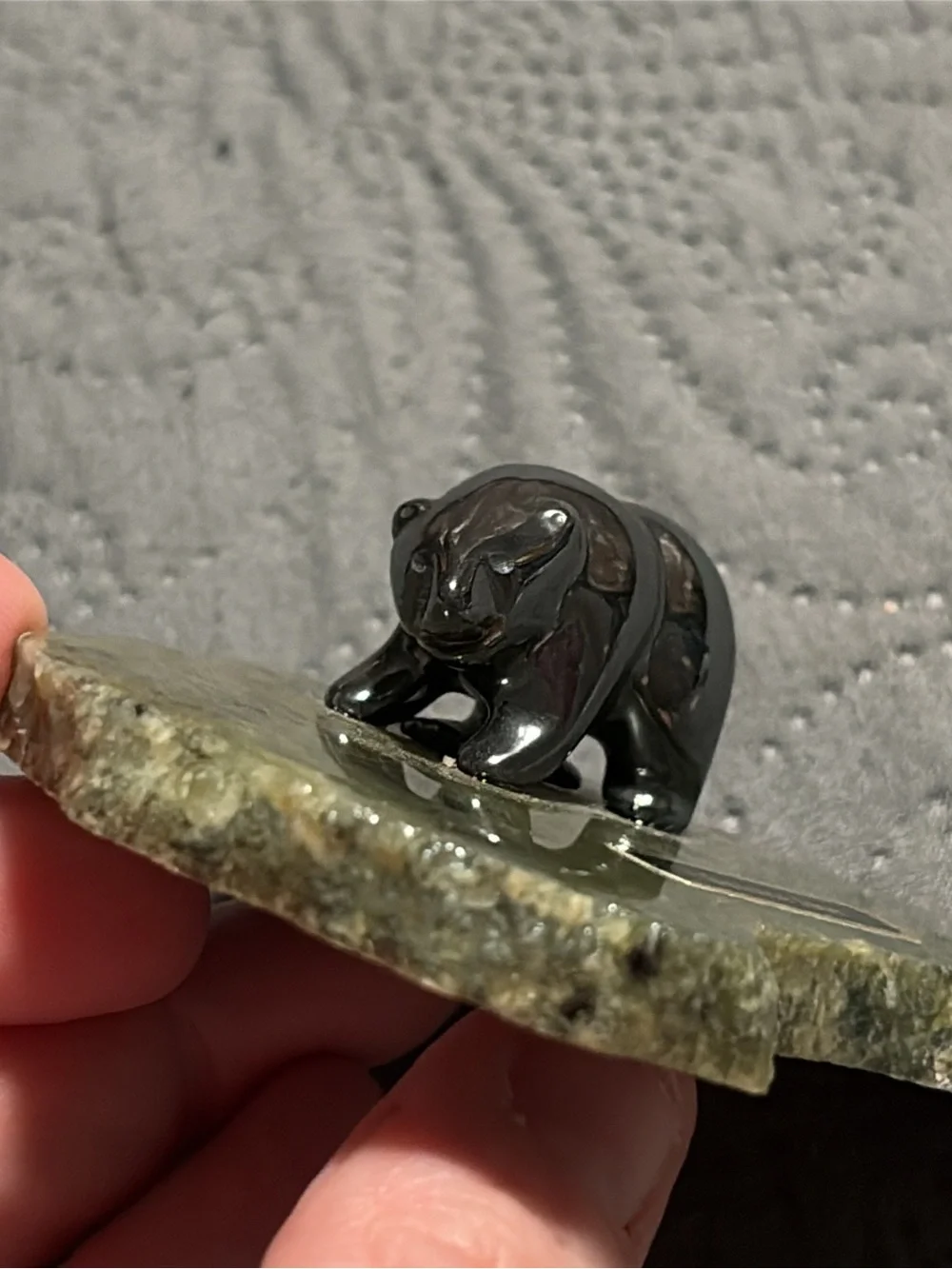 Small Bear on Slab Genuine Jade